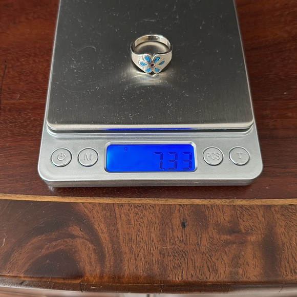 Sterling Turquoise Chips Flower Ring size 8 3/4” NOT Stamped. - Picture 9 of 9